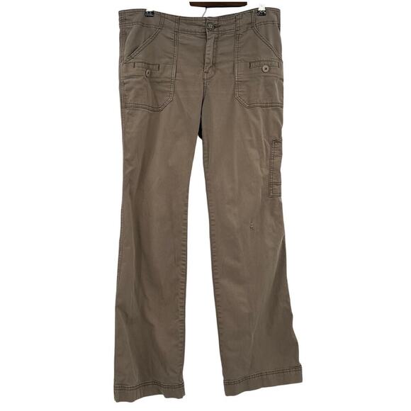 Anthropologie Y2K Green Cargo Pants Size 14 Grunge Indie Distressed - Picture 2 of 9